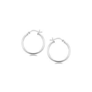 925 Sterling Silver Small 12mm Polished Round Lightweight Unisex Hoop Ea…